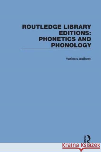 Routledge Library Editions: Phonetics and Phonology Various 9781138603646 Routledge - książka