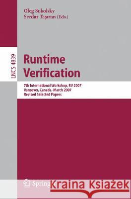 Runtime Verification Sokolsky, Oleg 9783540773948 Not Avail - książka