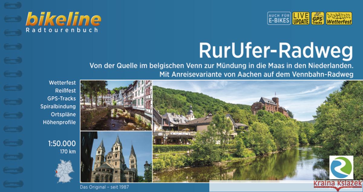 RurUfer Radweg Quelle Hohen Venn zur M�ndung i. Maas GPS: 2023  9783711101051 Verlag Esterbauer - książka