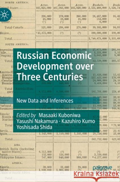 Russian Economic Development Over Three Centuries: New Data and Inferences Kuboniwa, Masaaki 9789811384288 Palgrave MacMillan - książka