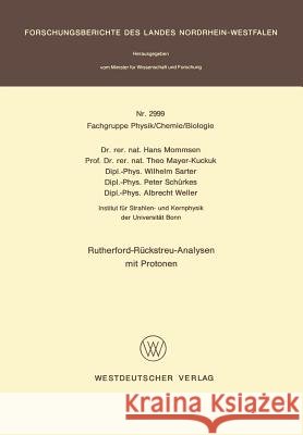 Rutherford-Rückstreu-Analysen Mit Protonen Mommsen, Hans 9783531029993 Vs Verlag Fur Sozialwissenschaften - książka
