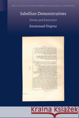 Sabellian Demonstratives: Forms and Functions Emmanuel Dupraz 9789004215405 Brill - książka