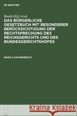 Sachenrecht Busch, Schliewen, No Contributor 9783112361535 De Gruyter - książka