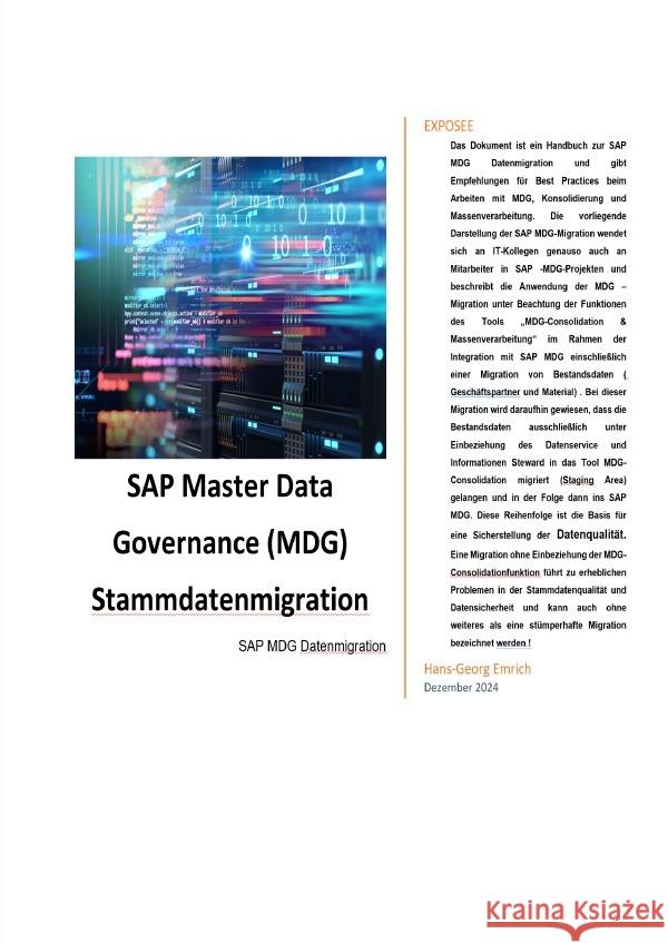SAP Master Data Governance (MDG) - Stammdatenmigration Emrich, Hans-Georg 9783818756000 epubli - książka