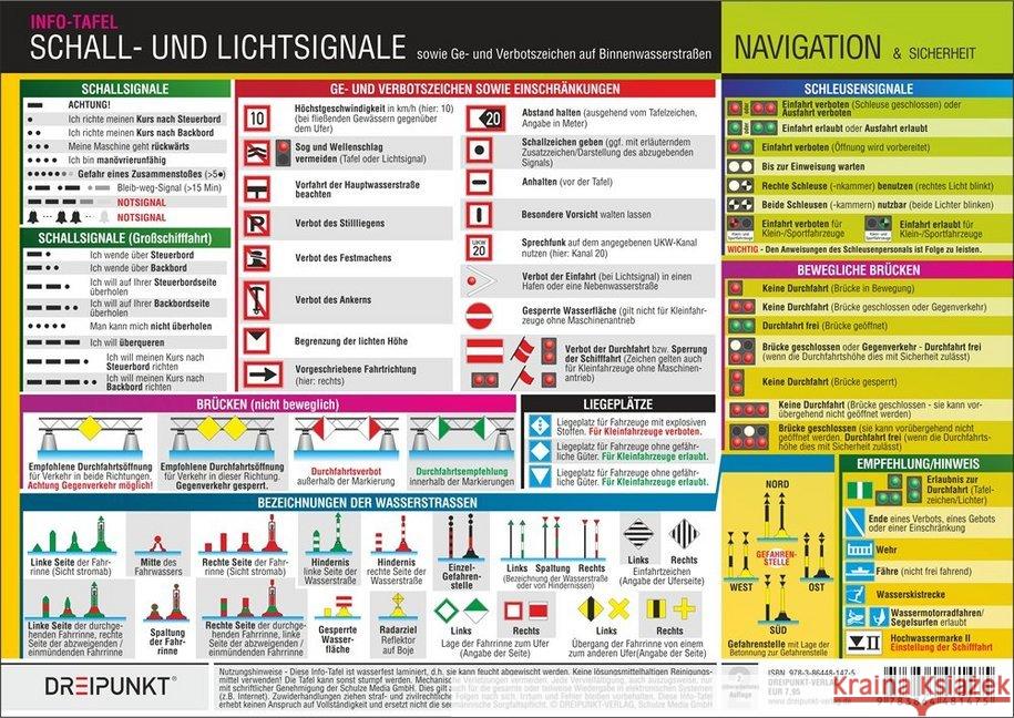 Schall- und Lichtsignale (Binnen), Infotafel : sowie Ge- und Verbotszeichen auf Binnenwasserstraßen Schulze, Michael 9783864481475 Dreipunkt Verlag - książka