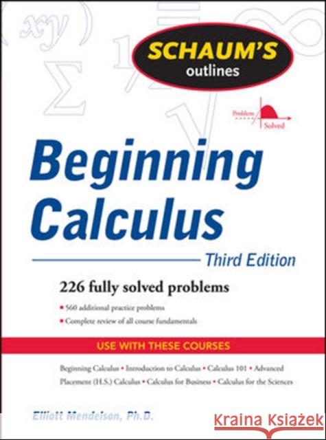 Schaum's Outline of Beginning Calculus Mendelson, Elliott 9780071635356 McGraw-Hill Education - Europe - książka