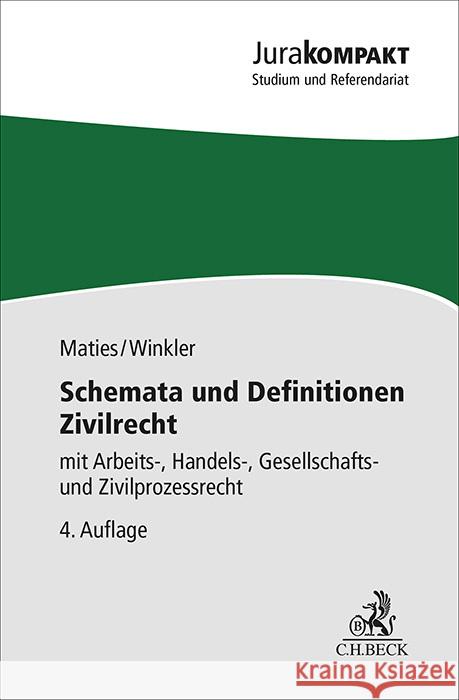 Schemata und Definitionen Zivilrecht Maties, Martin, Winkler, Klaus 9783406824043 Beck Juristischer Verlag - książka