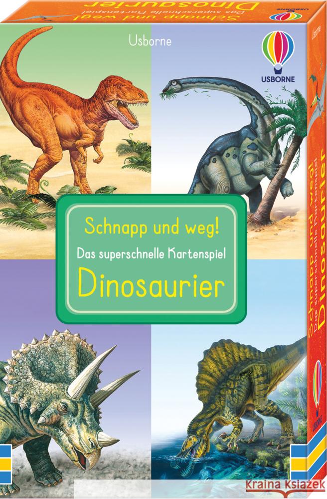 Schnapp und weg! Das superschnelle Kartenspiel: Dinosaurier  9781789418460 Usborne Verlag - książka