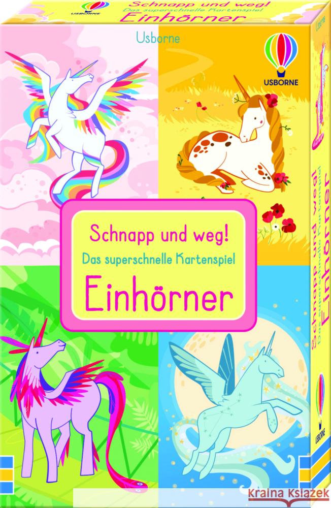Schnapp und weg! Das superschnelle Kartenspiel: Einhörner Watt, Fiona 9781789419009 Usborne Verlag - książka