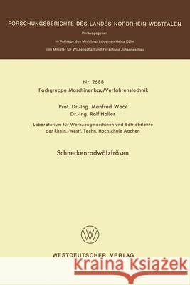 Schneckenradwälzfräsen Weck, Manfred 9783531026886 Vs Verlag Fur Sozialwissenschaften - książka