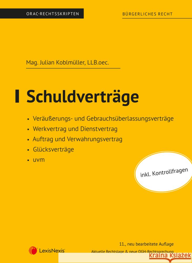 Schuldverträge (Skriptum) Koblmüller, Julian 9783700791089 LexisNexis Österreich - książka