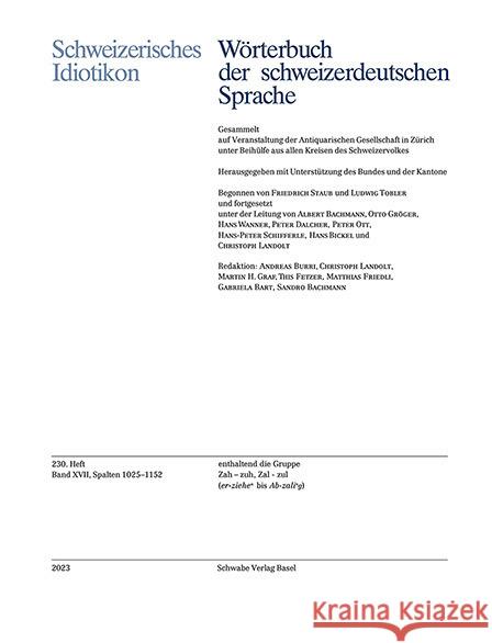 Schweizerisches Idiotikon, Band XVII, Heft 230  9783796549496 Schwabe Verlag Basel - książka