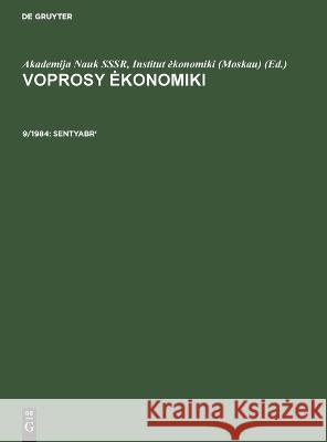 Sentyabr' No Contributor   9783112622810 de Gruyter - książka