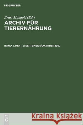 September/Oktober 1952 Ernst Mangold, No Contributor 9783112561256 De Gruyter - książka