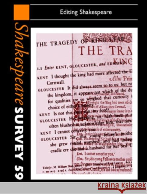 Shakespeare Survey: Volume 59, Editing Shakespeare Peter Holland 9780521868389 Cambridge University Press - książka