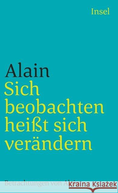 Sich beobachten heißt sich verändern Alain 9783458332596 Insel Verlag - książka