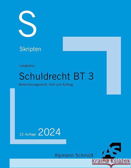 Skript Schuldrecht BT 3 Langkamp, Tobias 9783867529051 Alpmann und Schmidt - książka