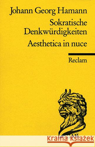 Sokratische Denkwürdigkeiten. Aesthetica in nuce Hamann, Johann G. Joergensen, Sven-Aage  9783150009260 Reclam, Ditzingen - książka