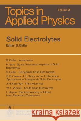 Solid Electrolytes S. Geller 9783662312643 Springer - książka