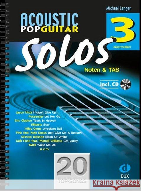 Solos, für Gitarre, m. Audio-CD : 20 Top-Songs. easy/medium Langer, Michael 9783868492705 Edition Dux - książka