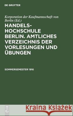 Sommersemester 1916 No Contributor 9783112674697 de Gruyter - książka