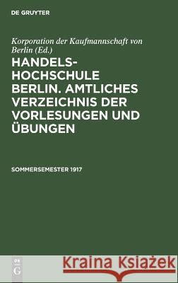 Sommersemester 1917 No Contributor 9783112674673 de Gruyter - książka