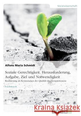 Soziale Gerechtigkeit. Herausforderung, Aufgabe, Ziel und Notwendigkeit: Realisierung als Kennzeichen der Qualität des Gemeinwesens Schmidt, Alfons Maria 9783668538894 Grin Publishing - książka