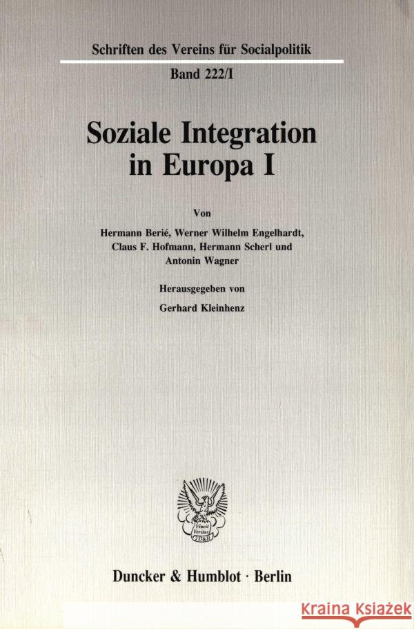 Soziale Integration in Europa I Gerhard Kleinhenz 9783428077397 Duncker & Humblot - książka
