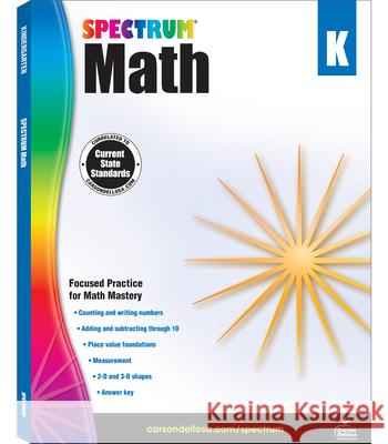 Spectrum Math Workbook, Grade K Spectrum 9781483808680 Spectrum - książka