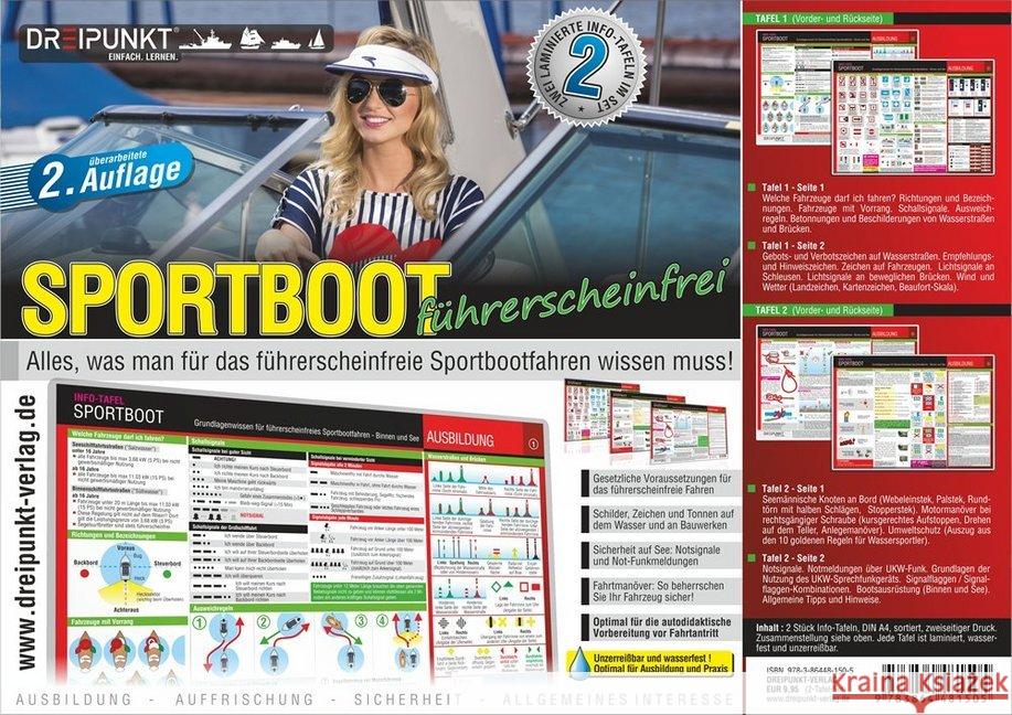 Sportboot führerscheinfrei, 2 Info-Tafeln : Grundlagenwissen für das führerscheinfreie Sportbootfahren - Binnen & See Schulze, Michael 9783864481505 Dreipunkt Verlag - książka