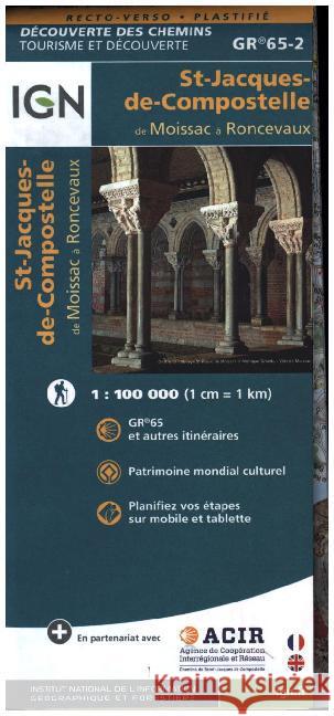St-Jacques-de-Compostelle / Moissac - Roncevaux GR65-2: 2016  9782758536338 Institut Geographique National - książka