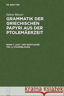 Stammbildung Mayser, Edwin 9783110025095 Walter de Gruyter - książka