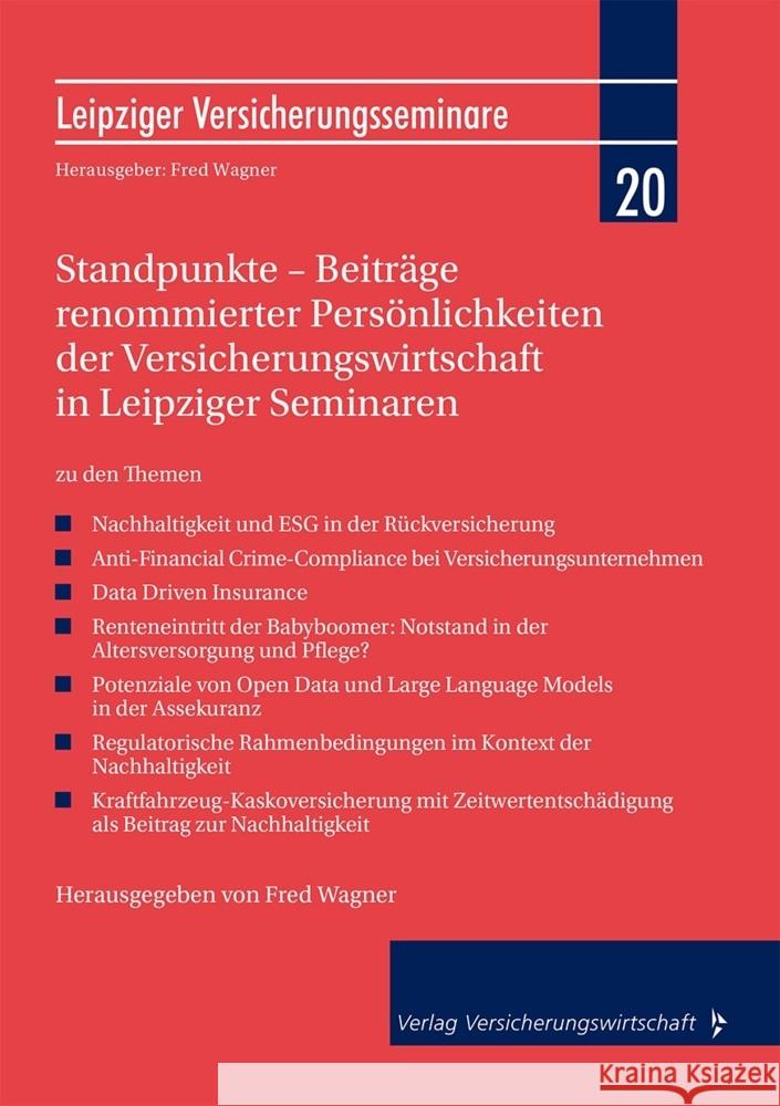 Standpunkte - Beiträge renommierter Persönlichkeiten der Versicherungswirtschaft in Leipziger Seminaren  9783963295102 VVW GmbH - książka