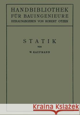 Statik Walther Kaufmann Robert Otzenglish 9783642985126 Springer - książka