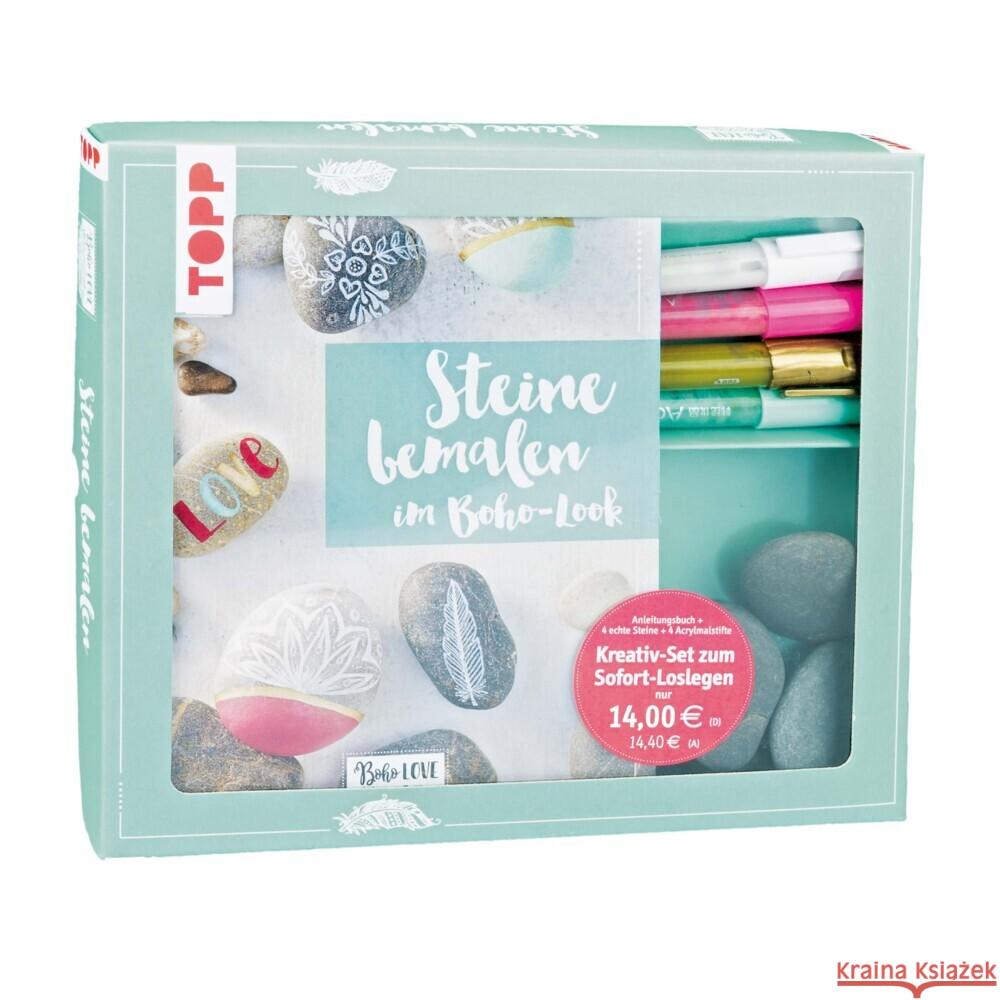 Steine bemalen im Boho-Look, Buch plus Material : Kreativ-Set zum Sofort-Loslegen Ambrosiewicz, Anna 9783772443664 Frech - książka