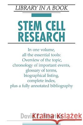 Stem Cell Research David E. Newton 9780816065769 Facts on File - książka
