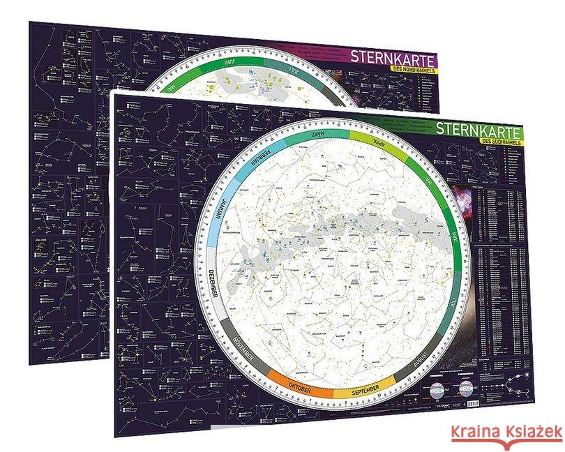 Sternkarten-Set (Nord- und Südhimmel) : Zwei große Sternkarten des Nord- bzw. Südhimmels im Format DIN A0 (ca. 118 x 84cm). Schulze Media GmbH 9783864486852 Dreipunkt Verlag - książka