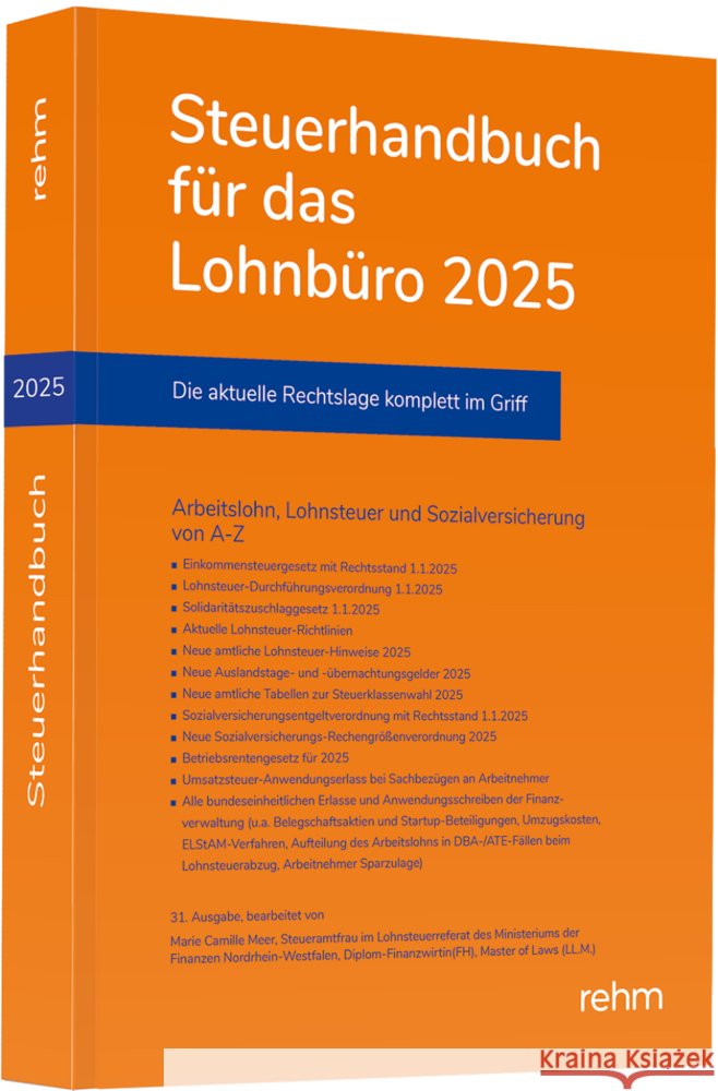 Steuerhandbuch für das Lohnbüro 2025 Meer, Marie Camille 9783807329017 rehm - książka