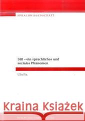 Stil - ein sprachliches und soziales Phänomen Fix, Ulla 9783865961389 Frank & Timme - książka