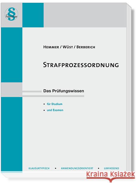 Strafprozessordnung Hemmer, Karl-Edmund, Wüst, Achim, Berberich, Bernd 9783968382647 hemmer/wüst - książka