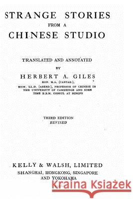 Strange Stories From a Chinese Studio Giles, Herbert Allen 9781535043106 Createspace Independent Publishing Platform - książka