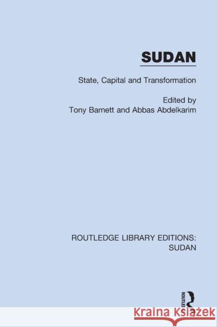 Sudan: State, Capital and Transformation  9781138212138 Routledge - książka