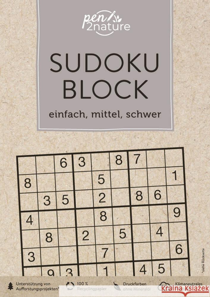 Sudoku-Block - einfach, mittel, schwer pen2nature 9783987640193 Pen2nature - książka