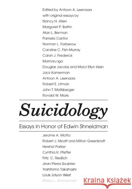 Suicidology A. Leenaars Antoon A. Leenaars 9780876685716 Jason Aronson - książka