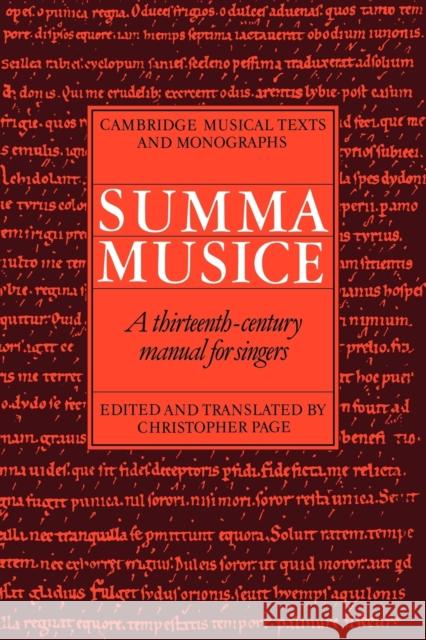 Summa Musice: A Thirteenth-Century Manual for Singers Page, Christopher 9780521036023 Cambridge University Press - książka
