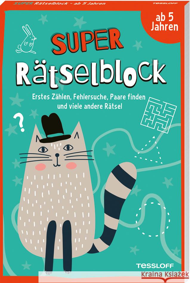 Super Rätselblock ab 5 Jahren.Erstes Zählen, Fehlersuche, Paare finden und viele andere Rätsel Heine, Stefan 9783788645052 Tessloff Verlag Ragnar Tessloff GmbH & Co. KG - książka