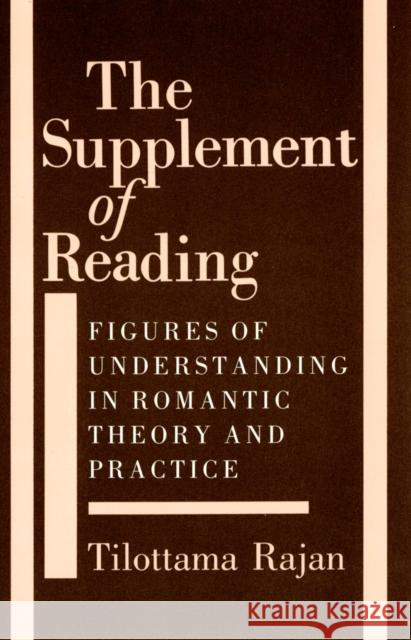Supplement of Reading: Figures of Understanding in Romantic Theory and Practice Tilottama Rajan 9780801420450 Cornell University Press - książka