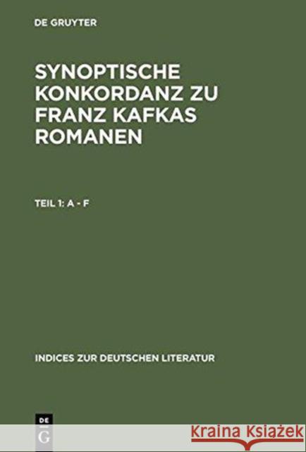 Synoptische Konkordanz zu Franz Kafkas Romanen, in 3 Bdn. : Der Verschollene; Der Proceß; Das Schloß Heinrich P. Delfosse 9783484380264 Max Niemeyer Verlag - książka