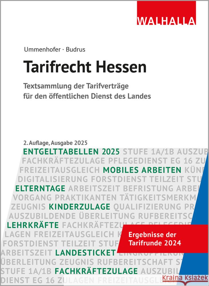 Tarifrecht Hessen Ummenhofer, Oliver, Budrus, Boris 9783802918285 Walhalla Fachverlag - książka