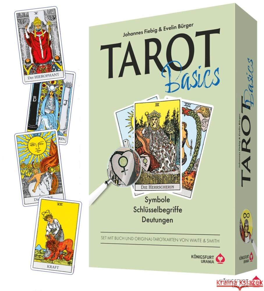 Tarot Basic Waite - Symbole, Schlüsselbegriffe, Deutungen, m. 1 Buch, m. 78 Beilage Fiebig, Johannes, Bürger, Evelin 9783868265699 Königsfurt Urania - książka